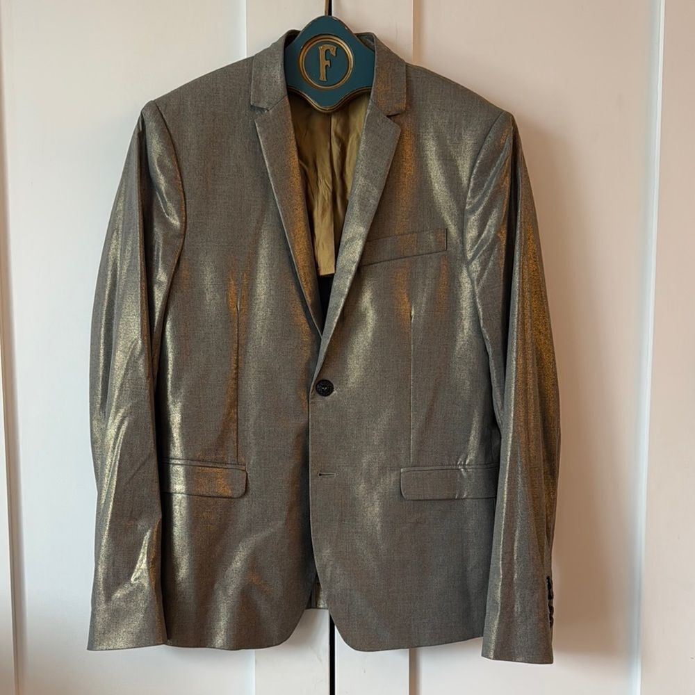 Men's Patrizia Pepe Metallic Gold Blazer - 38